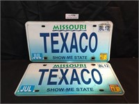 Set of Matching Missouri Texaco License Plates