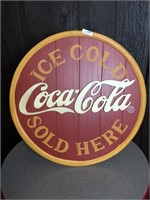 Ice Cold Coca-Cola Sold Here Wooden Sign
