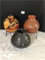 3 pcs Signed Pottery