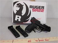 Ruger SR22 22LR pistol handgun with two magazines