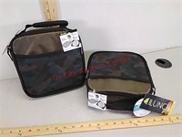 2 new camo insulated lunch bags with ice pack,