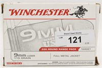 200 Rounds Of Winchester USA Range Pack 9mm Luger