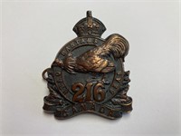 WWI 216th Infantry Bn Toronto Bantams Cap Badge