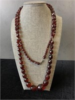 Vintage Red Checkerboard Glass Bead Necklace