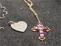 GOLD PLATED SILVER CROSS & STERLING PENDENT