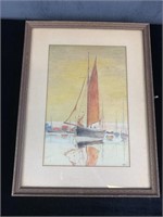 Framed & Glazed Watercolour of a Sailboat