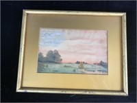 Framed & Glazed Rural Sunset Watercolour