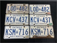 Vintage License Plate Sets - 1973