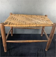 Antique Bench Stools with Woven Seats - 2 Total