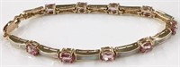 14K Ladies' Mother-of-Pearl Bracelet w/Pink Stones