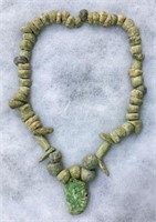 Hardstone Bead Necklace with Mayan Jade Pendant.