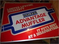 walker mufflers never used metal sign  17 x 24