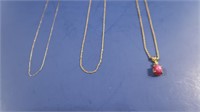 2) 14K Gold 18" Chains(10g),14K 15" Necklace- 2.8g