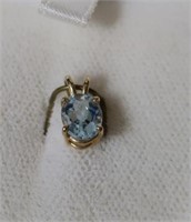 14K Gold Pendant w/Blue Stone