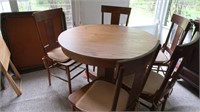 Vintage Oak Table & Chairs-42"Rd