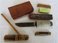 Vintage Lot-Meerschaum Pipe, Knives, & more