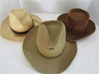 3 Hats-Resistol is 7 1/8, Leather is Medium,