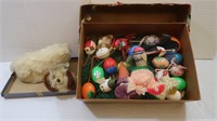 Eggshell Decorations and Antique Dog