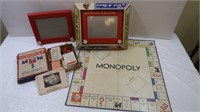 Vintage Monopoly Game and 2 Etch-A-Sketches (in