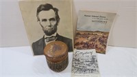 Gettysburg Lot-Pic of Lincoln, Wooden Box and
