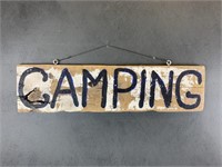 Vintage Wood Camping Sign & Decorative Horse