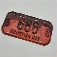 Small Vintage 666 Whitefish Bay License Plate