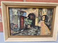 Fier miniature oil painting city street 8.5x6