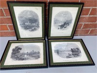 Set of 4 framed Ireland 1850’s engravings