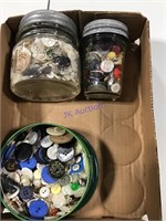 2 jars & tin of buttons