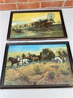 Lot of two stagecoach prints Oscar berninghaus
