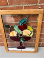 Stained glass pane fruit in a bowl