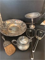 Weighted sterling silver plate dresser pieces