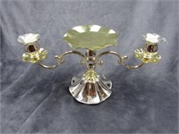 Silver Plate Pedestal Candy Dish w/Candle Holders