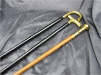 Lot of Three Brass Handled Canes