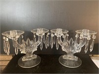 Vintage glass candelabras with prisms