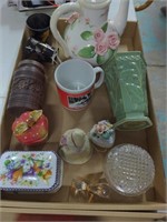 Tea Kettle, Vases, Figures, and Jewelry Boxes