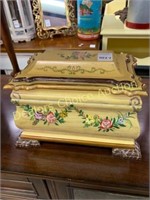 HAND PAINTED DRESSER BOX W/FLOWERS