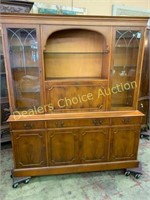 YEW WOOD BREAKFRONT WITH DROP DOWN SERVING DRAWER