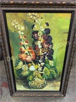 FRAMED OIL FLOWER PAINTING