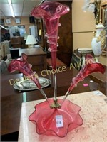 ANTIQUE CRANBERRY EPERGNE