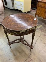 ROUND FRENCH BRONZE MOUNTED INLAID TABLE
