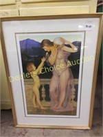 LADY AND CHILD PRINT IN GOLD FRAME