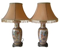 Pair Japanese Satsuma Style Lamps