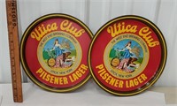 2 Utica club pilsner lager beer Trays