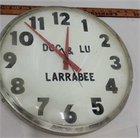Doc and Lu Larrabee advertising clock from an old