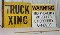 2 signs - truck crossing and security officers