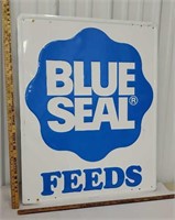 Embossed Blue seal feeds aluminum sign