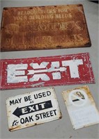 4 rusty old signs including building products Oak