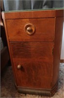 Vintage Veneer Bed Side Table-Includes Glass