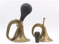 Two Vintage Brass Car Horns